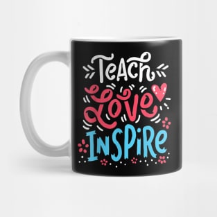 Teach Love Inspire Teacher School Pre K Kindergarten English Mug